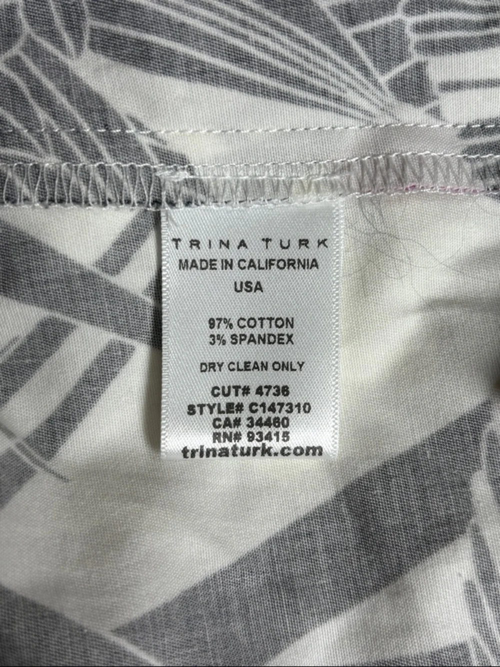 Trina Turk Black & White Palm Print Shorts with Magenta Accents